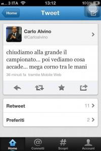 FOTO-Alvino su Twitter: “Chiudiamo ala grande il campionato, poi…”