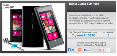 Nokia Lumia 800 Black, a 349 Euro!