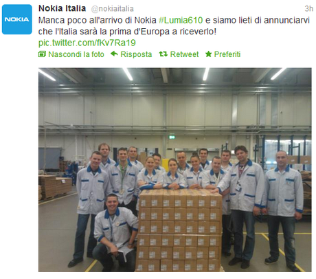 Lumia610 Distribuzione del Lumia 610, lItalia sarà il primo paese in Europa a riceverlo!