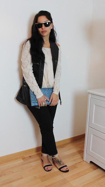 Outfit: Cuir et dentelle