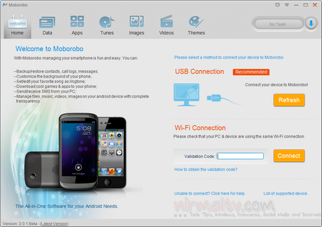 Moborobo home Gestire smartphone Android, iPhone e iPad da PC Windows con Moborobo