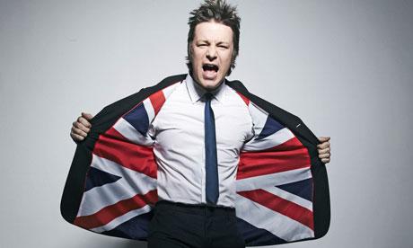 Jamie Oliver in a union flag jacket