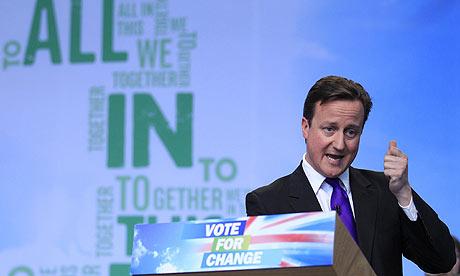 David Cameron at the launch of the Conservative party manifesto