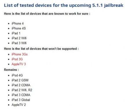 lista 530x443 Jailbreak Untethered iOS 5.1.1: quali sono i dispositivi compatibili?