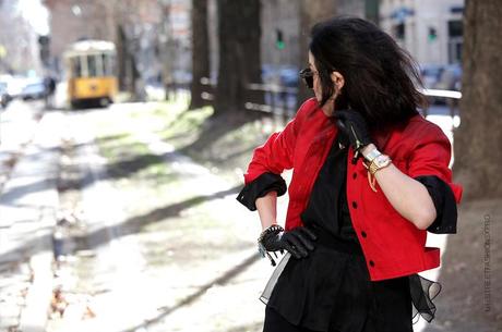 In the Street...Black with a touch of Red...Milan & Paris