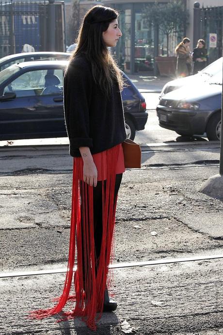 In the Street...Black with a touch of Red...Milan & Paris