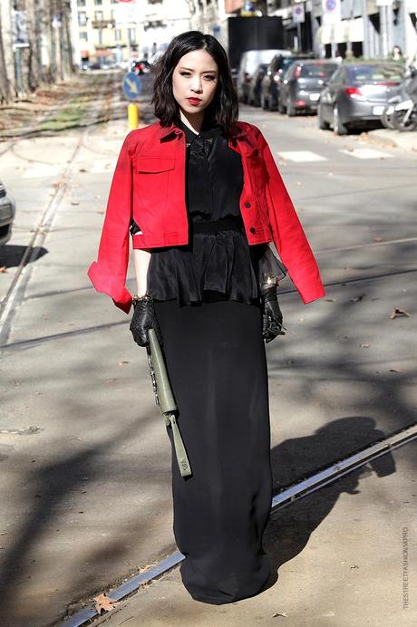 In the Street...Black with a touch of Red...Milan & Paris