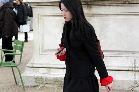 In the Street...Black with a touch of Red...Milan & Paris