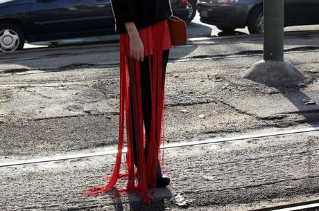 In the Street...Black with a touch of Red...Milan & Paris