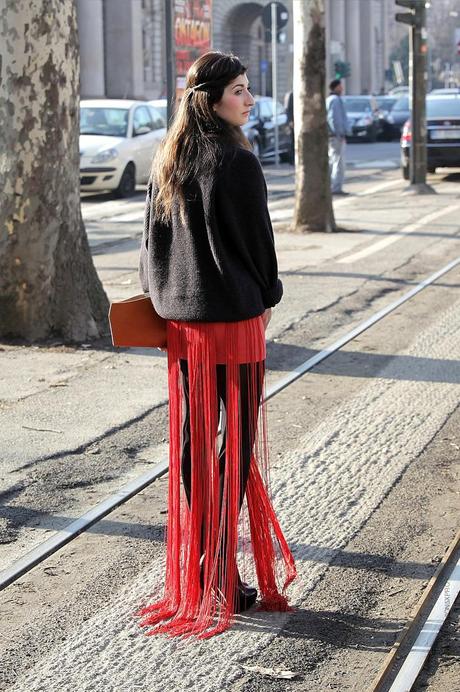 In the Street...Black with a touch of Red...Milan & Paris