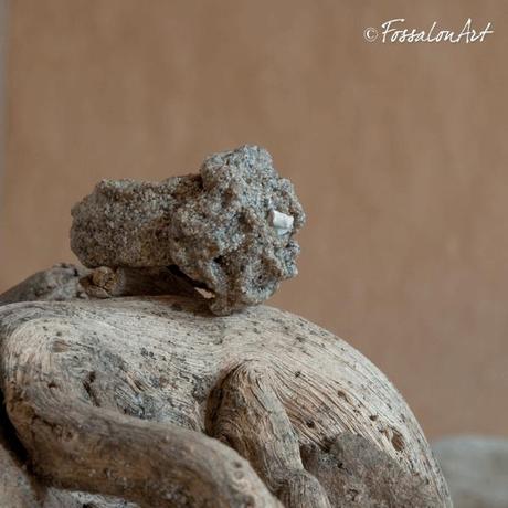 Anello in corda, sabbia, gommalacca e frammento di conchiglia