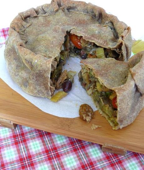 Torta salata integrale con Caponata di melanzane light