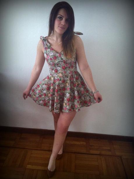 A green flowered dress