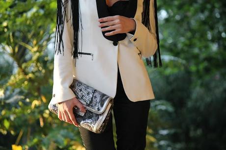 Glam, rock, white, studded, blazer