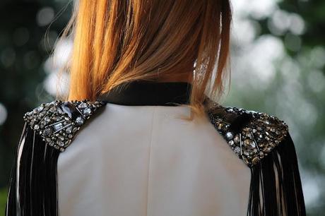 Glam, rock, white, studded, blazer