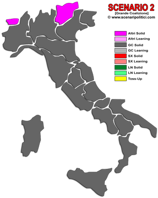 Sondaggio GPG: Scenario 2, Coalizione Monti +27% e vince in 18 regioni su 20. Sinistra quasi al 24%. M5S e LN appaiati