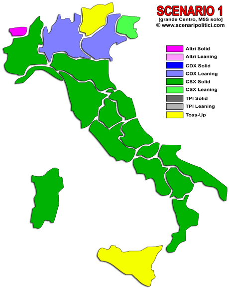 Sondaggio GPG: Scenario 1, CSX +11,4%, 154 Senatori. Niente maggioranza assoluta.