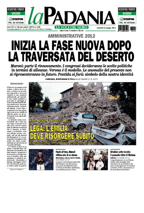 Le fantastiche prime pagine del Corriere di Como e della Padania!