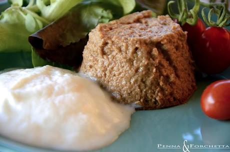 Budino di melanzane con spuma di mozzarella - Eggplant pudding with mozzarella cheese mousse