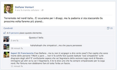 Il leghista che fa battute sul terremoto