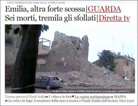 Altra scossa di terremoto in Emilia: nuovi crolli, un vigile ferito