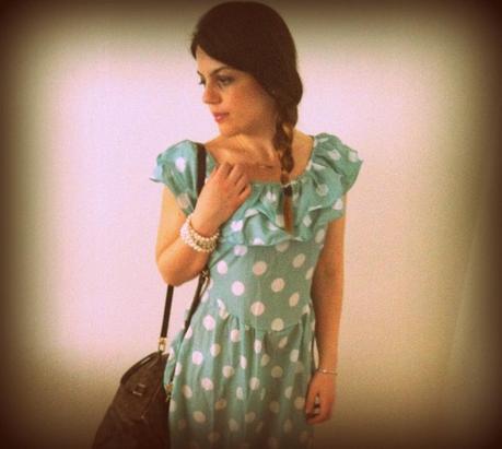 Mint polka dot dress