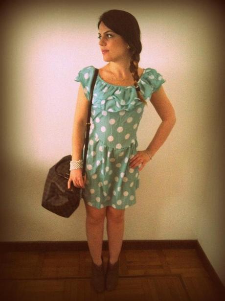 Mint polka dot dress