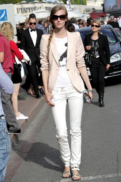 In the Street...White + Powder Pink...La Croisette, Cannes