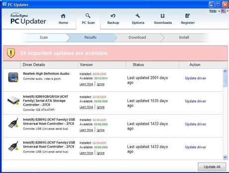 Aggiornare i driver di Windows con Radarsync