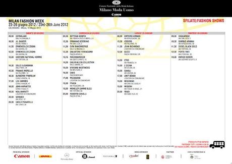 Milano Moda Uomo p/e 2013: il calendario ufficiale