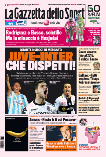 Ecco le prime pagine del Corriere dello Sport – Gazzetta -Tuttosport