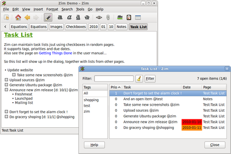 Zim è un programma che vi consente di tenere un wiki sul vostro desktop.