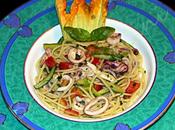 Spaghetti calamari, fiori zucca zucchine