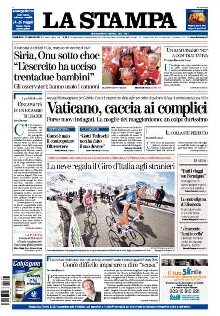 Rassegna stampa domenica 27 maggio