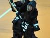 Japanese Yoko Sakuma, right, in action against Japanese Kana Kurokawa during the final of the Individual women competition at the 15th World Kendo Championship in Novara, northern Italy, Saturday 26, 2012. Yoko Sakuma won the gold. (AP Photo/Massimo Pinca, ho)