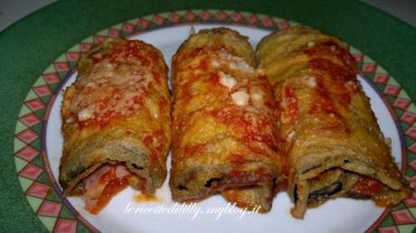 involtini,melanzane,fritti,forno,prosciutto,mozzarella