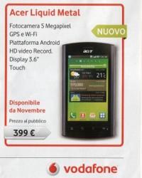 Acer Liquid Metal: a Novembre con Vodafone a 399€