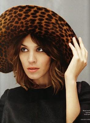 Alexa Chung + Leopard Hat + Peachy Lips