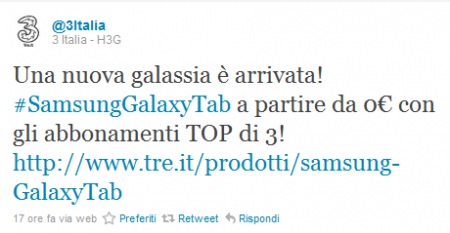 Samsung Galaxy Tab arriva con 3 Italia