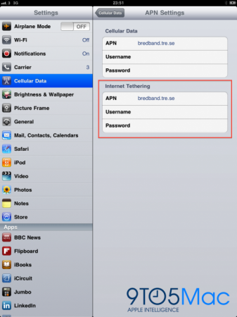 iOS 4.2 beta 3 rimuove il menù Tethering da iPad