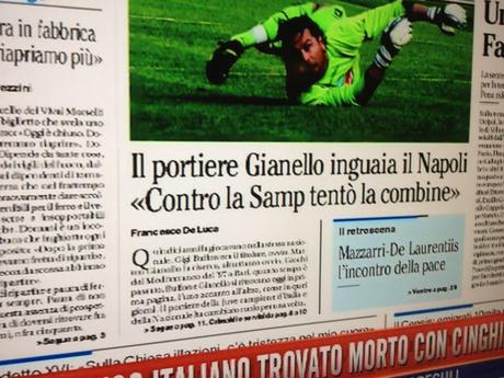 FOTO – Ecco la prima pagina del Il Mattino, Mazzarri -De La incontro della..