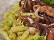 Casarecce pesto fave tentacoli caramellati