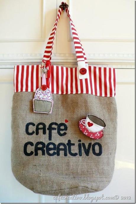 cafe creativo - borsa juta con spilla