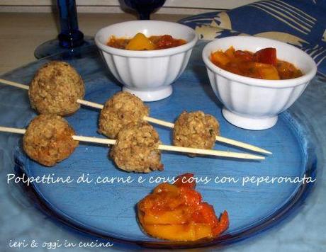 Polpettine di carne e cous cous al forno con peperonata