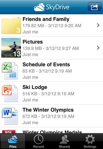 SkyDrive per iPhone e iPad aggiornato alla versione 2.1