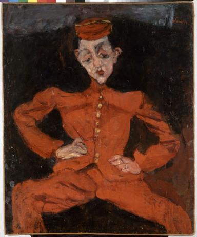 Chaïm Soutine (1893 - 1943), Le Groom, (1925), Huile sur toile, 98 x 80.5 cm, Ancienne collection du baron Kojiro Matsukata affectée en 1959 au Musée national d'art moderne en application du traité de paix avec le Japon de 1952; ©ADAGP. © Collection Centre Pompidou, dist. RMN / Philippe Migeat