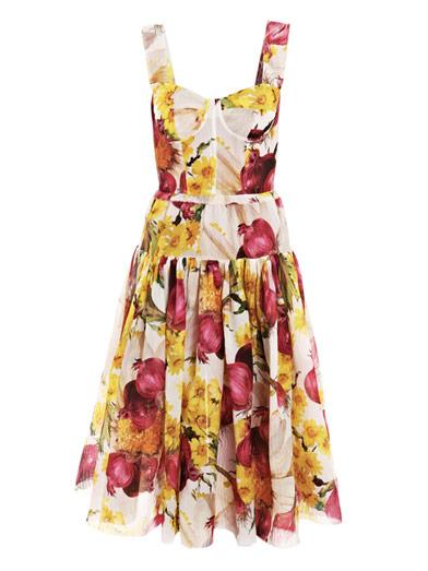 Dolce & Gabbana, Red-onion print organza dress