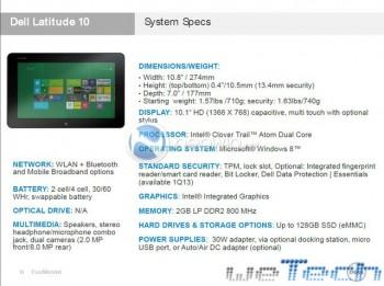 Trapelate le caratteristiche tecniche del tablet Dell Latitude 10 con Windows 8