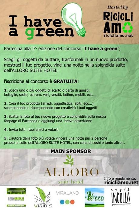 C’è Crisi! Consiglia – Concorso I HAVE A GREEN by RicicliAmo