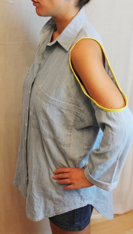 FASHION DIY: Cut-out FLUO shoulder shirt / Camicia spalle FLUO tagliate